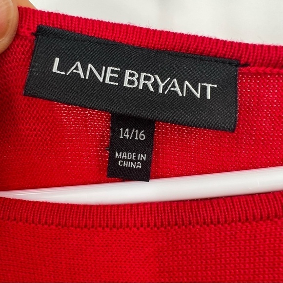 Lane Bryant long sleeve red sweater top size 14/16 boatneck wide sleeve - Picture 9 of 10